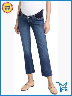 Straight Maternity Ankle Jeans Stretch Denim Below Bump